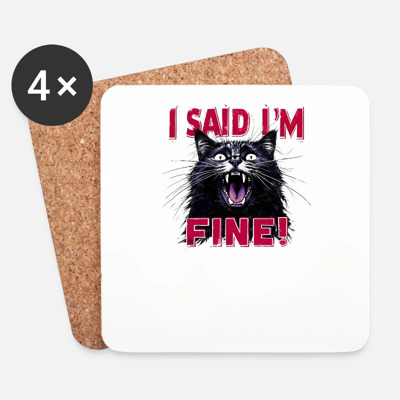Ho detto che sto bene: gatto sarcastico - Sottobicchieri (set da 4 pezzi) - bianco