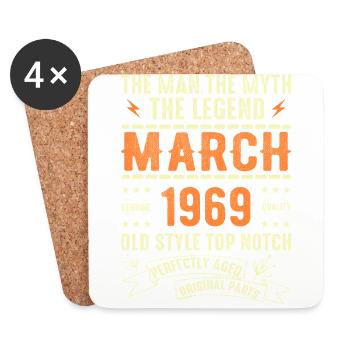 Mars 1969 Cadeau d’anniversaire Vintage Mars 1969 - Dessous de verre (lot de 4) - blanc - Devant