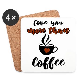 Lustiges Kaffee & Liebe Design - Untersetzer (4er-Set) - Weiß - Vorne
