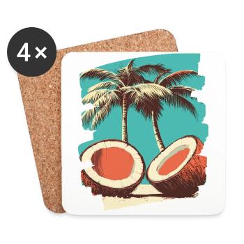 Kokosnuss Coconut - Untersetzer (4er-Set) - Weiß - Vorne