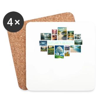 Collage de la beauté de la nature - Dessous de verre (lot de 4) - blanc - Devant