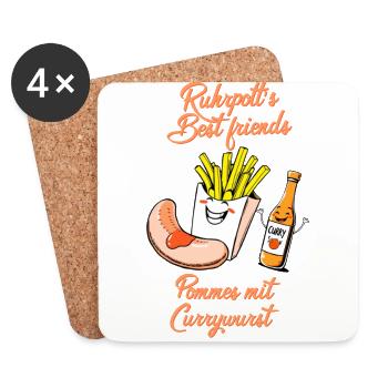 Ruhrpott Spaß Pommes mit Currywurst lustiges Motiv - Untersetzer (4er-Set) - Weiß - Vorne