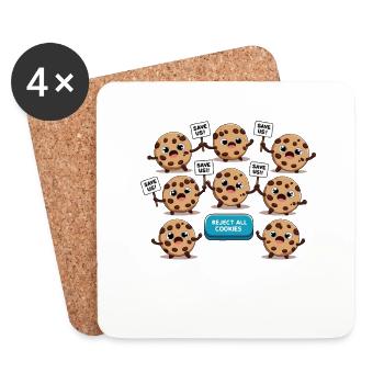 Cookie Rebellion – Funny Cookie Protest Design - Coasters (set of 4) - white - Front