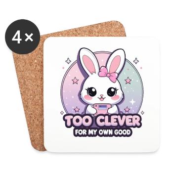 Kawaii Bunny – Trop intelligent pour mon propre bien - Dessous de verre (lot de 4) - blanc - Devant