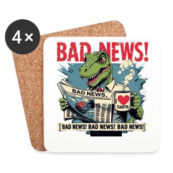 Bad News Dino – Apocalypse Humor - Coasters (set of 4) - white - Front
