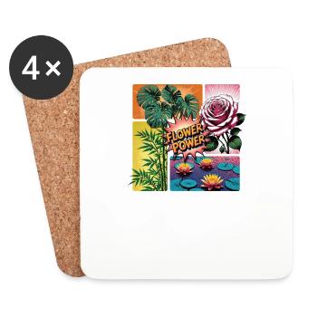 Flower Power Collage - Coasters (set of 4) - white - Front