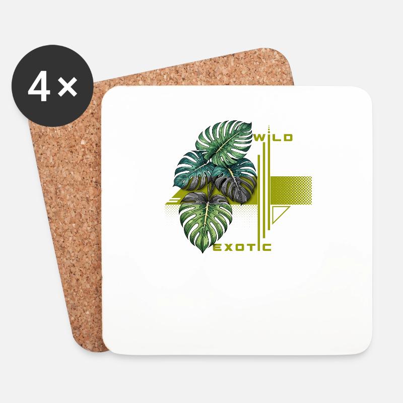 Wilde exotische Monstera-Blüte - Untersetzer (4er-Set) - Weiß