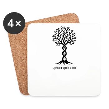 Life Grows From Within DNA Tree - Coasters (set of 4) - white - Front