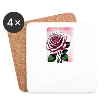 Strahlende Rosenblüte - Untersetzer (4er-Set) - Weiß - Vorne