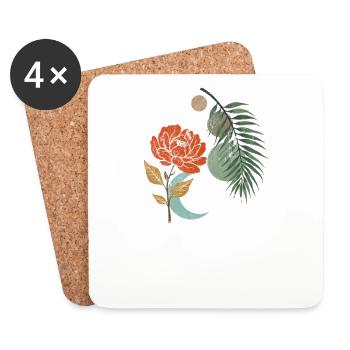 Botanische Mondblütenharmonie - Untersetzer (4er-Set) - Weiß - Vorne