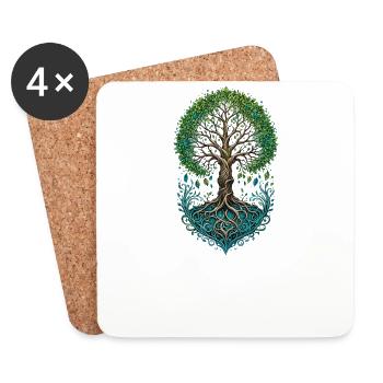 Ornate Tree of Life Growth - Coasters (set of 4) - white - Front