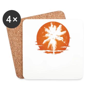 Distressed Sunset Palm Silhouette - Coasters (set of 4) - white - Front