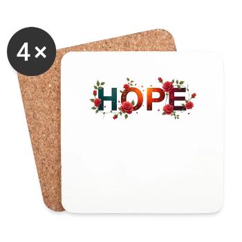 Floral Espoir Mot Art - Dessous de verre (lot de 4) - blanc - Devant