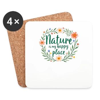 Floral Espoir Mot Art - Dessous de verre (lot de 4) - blanc - Devant