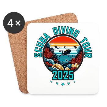 Scuba Diving Tour 2025 - Untersetzer (4er-Set) - Weiß - Vorne