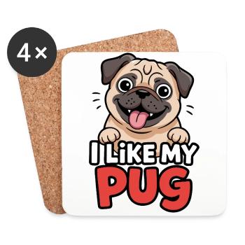 J’aime mon chien carlin Love - Dessous de verre (lot de 4) - blanc - Devant