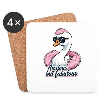 Anxious but fabulous – stylish swan design - Coasters (set of 4) - white - Front