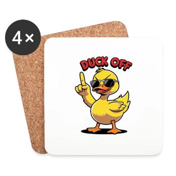 Duck Off – Freche Ente mit Sonnenbrille - Untersetzer (4er-Set) - Weiß - Vorne