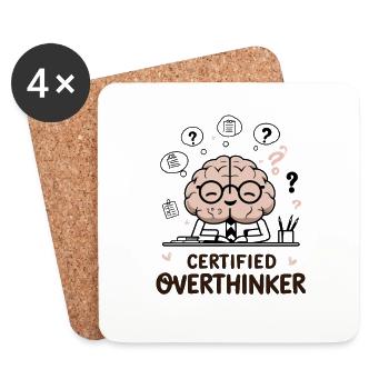 Zertifizierter Overthinker – Niedliches Gehirn - Untersetzer (4er-Set) - Weiß - Vorne