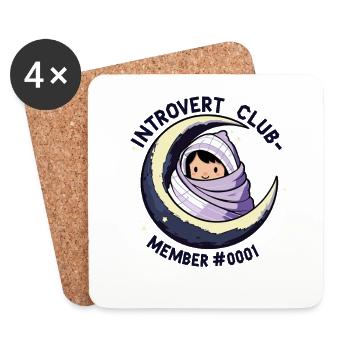 Introvert Club – Cozy Moon Design for Intro - Coasters (set of 4) - white - Front