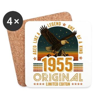 Vintage 1955 70th Birthday Original 1955 Vintage - Coasters (set of 4) - white - Front