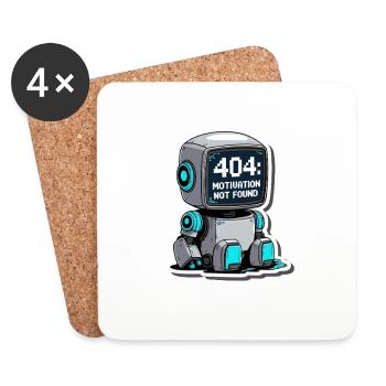 404 Motivation Not Found – Robots at the Limit - Coasters (set of 4) - white - Front