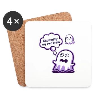 Ghosted by My Brain – Ghost Cartoon - Coasters (set of 4) - white - Front
