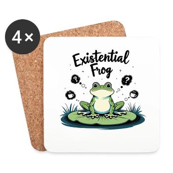 Existenzieller Frosch – Lustiges Grübelmotiv - Untersetzer (4er-Set) - Weiß - Vorne