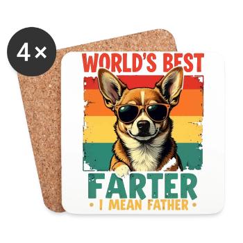 Worlds Best Farter Mean Father Fathers Day Dad Dog - Coasters (set of 4) - white - Front