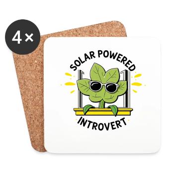 Solar Powered Introvert – Plant Joke - Coasters (set of 4) - white - Front