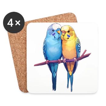 Budgies - Coasters (set of 4) - white - Front