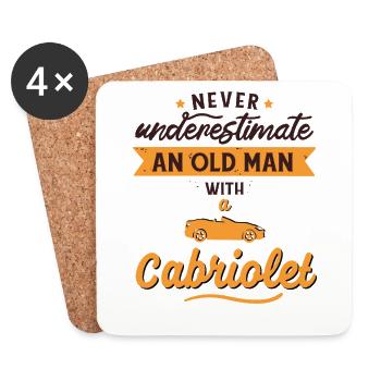 Funny saying old man with convertible senior - Coasters (set of 4) - white - Front