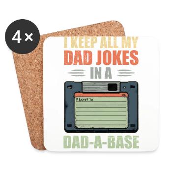 Lustige Papa-Witze im Dad-a-Base-Vintage-Vatertag - Untersetzer (4er-Set) - Weiß - Vorne