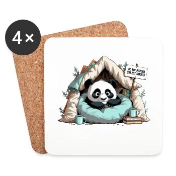 Panda in Reading Cave – Do Not Disturb! - Coasters (set of 4) - white - Front