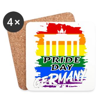 Pride Day Germany LGBTQ+ Regenbogen - Untersetzer (4er-Set) - Weiß - Vorne