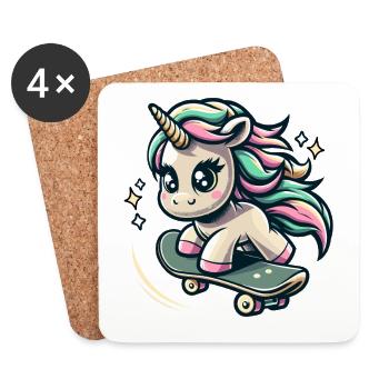Unicorn Skateboard Gift Design - Coasters (set of 4) - white - Front