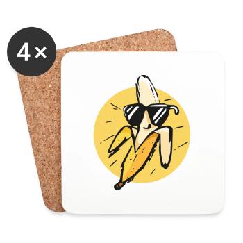 équipe de bananes - Banana Squad - Banana - Dessous de verre (lot de 4) - blanc - Devant