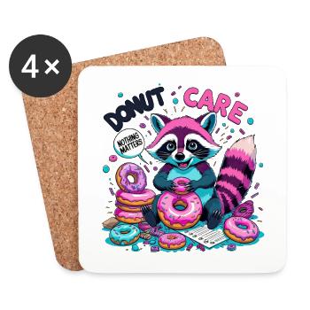 Donut Care Raccoon – Doux et indifférent - Dessous de verre (lot de 4) - blanc - Devant