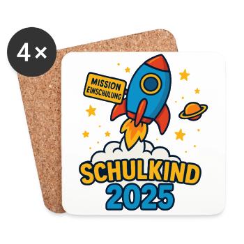 Schulkind 2025 Grundschule Kita Einschulung - Untersetzer (4er-Set) - Weiß - Vorne