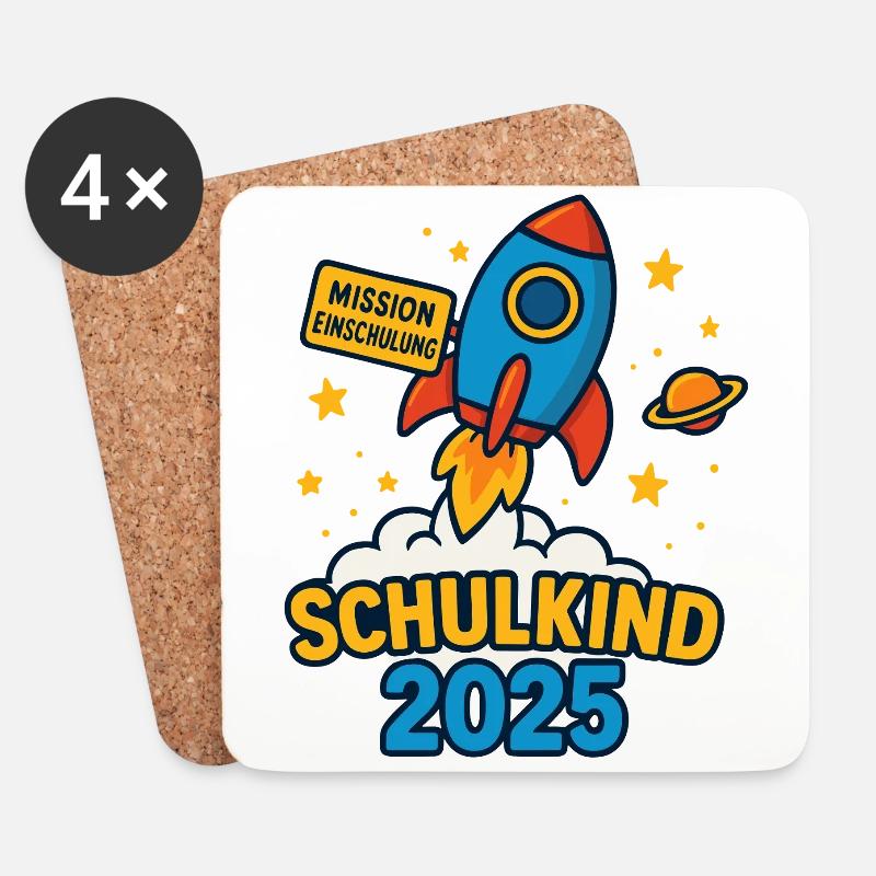 Schulkind 2025 Grundschule Kita Einschulung - Untersetzer (4er-Set) - Weiß