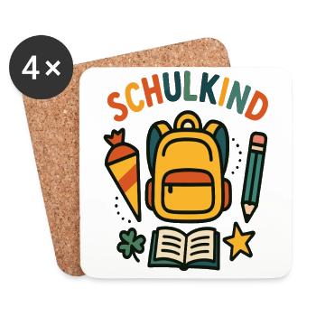 Grundschule Einschulung Schulkind Schule - Untersetzer (4er-Set) - Weiß - Vorne