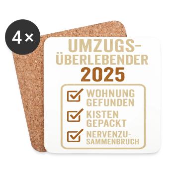 Umzug 2025 Wohnung Umzüge - Untersetzer (4er-Set) - Weiß - Vorne