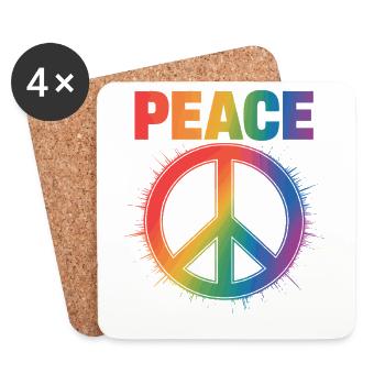 Peace Rainbow Queer Gay Pride Day - Dessous de verre (lot de 4) - blanc - Devant