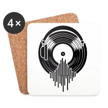 Musik Schallplatte Kopfhörer Retro DJ Design - Untersetzer (4er-Set) - Weiß - Vorne