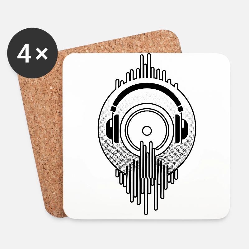 Musik Schallplatte Kopfhörer Retro DJ Design - Untersetzer (4er-Set) - Weiß