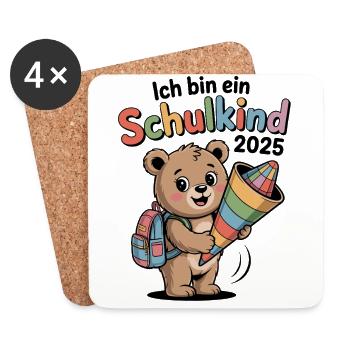 Bear School Cone School Enrollment Elementary School Back to School - Coasters (set of 4) - white - Front
