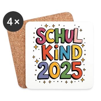Schulkind Schulanfang Grundschule Einschulung 2025 - Untersetzer (4er-Set) - Weiß - Vorne