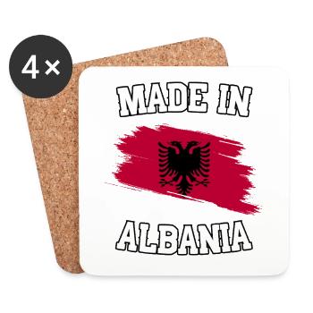 Fabriqué en Albanie - Dessous de verre (lot de 4) - blanc - Devant