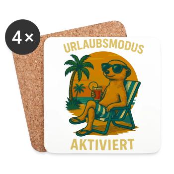 Suricate Vacances d’été Plage Palmiers de mer - Dessous de verre (lot de 4) - blanc - Devant
