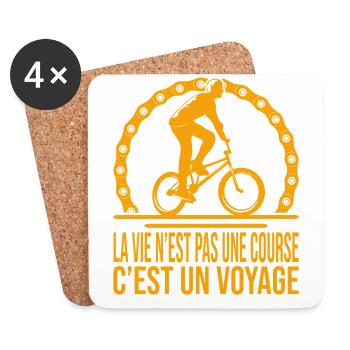 cycliste citation – La vie n’est pas une course - Dessous de verre (lot de 4) - blanc - Devant